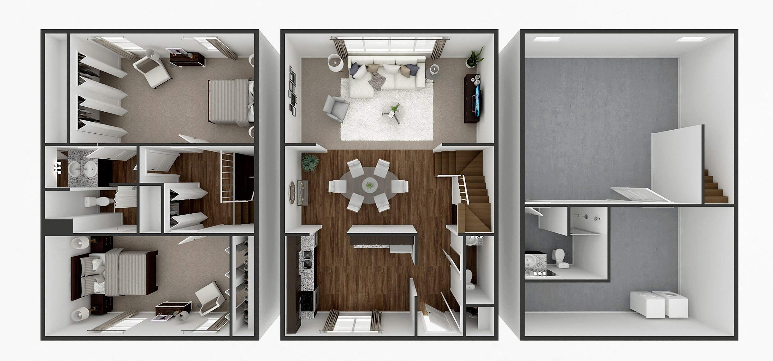 Floor plan for 2 beds, 2.5 baths, 1568 sqft